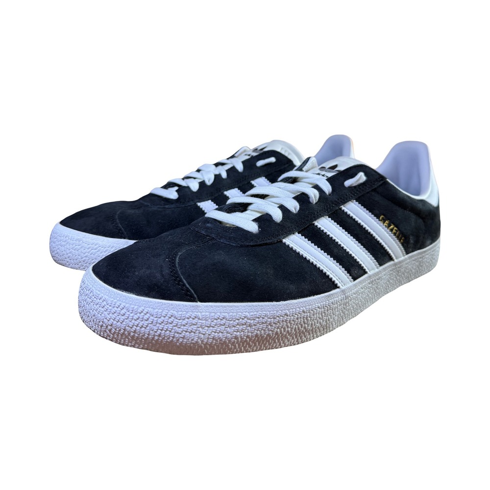 Adidas Gazelle ADV Black White Gold Metallic Skate Shoes H04904 Mens 14